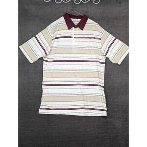 Vintage Dad Polo Golf Shirt Classics by Palmland Burgundy Striped Grandpa Size L